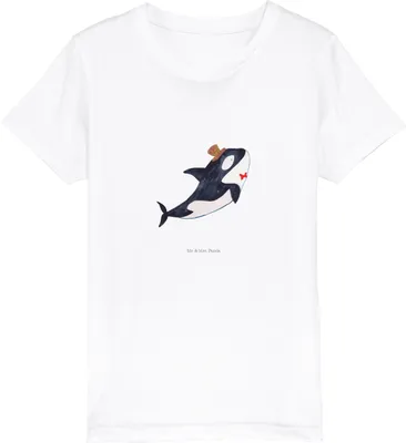 Produktbild von Mr. & Mrs. Panda Kleinkinder T-Shirt Orca Zylinder 12-14 Jahre (152/164) - Weiß - Geschenk, Narwal, Meer, Konfetti, Kindershirt, Baumwolle Kinder, Geburtstag, Fest