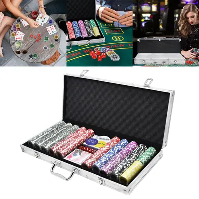 Immagine prodotto di TANYEAR: Set di poker con valigetta in alluminio, 500 chip da 12g, incisione laser, colore argento