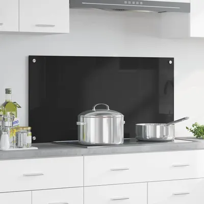 Produktbild von (Angebot 2026)Küchenrückwand langlebig - Spritzschutz - wisch- und wasserfest, Schwarz 100 x 50 cm Gehärtetes Glas GermanyMöbel 16813 - Küchenersatzteile