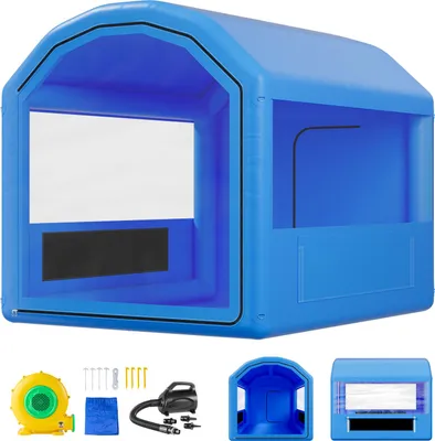 Immagine prodotto di SucceBuy Cabina di verniciatura gonfiabile 3 x 2,5 x 2,5 m, tenda con soffiante da 550 W e sistema di filtraggio dell'aria, tetto rotondo, materiale PVC, adatta per la verniciatura a spruzzo di parti metalliche in blu
