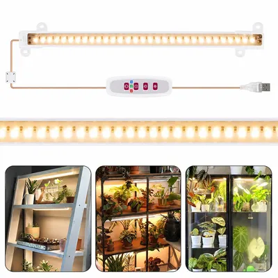 Produktbild von 50cm LED Pflanzenlampe Dimmbar Pflanzenlicht Sonnenlicht Wachstumslampe Gewächshaus Grow Lampe Blumenlampe mit Timer, 1 Lichtröhre