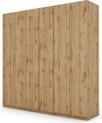 Produktbild von Meblast | Kleiderschrank 240x240 cm - Eiche Wotan - Garderobe mit Regalen, Schubladen und Kleiderstange | Natürlich warme Optik