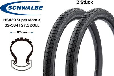 Produktbild von 2 Stück 27.5 Zoll Schwalbe Super Moto X 62-584 Fahrrad Reifen SET 27.5x2.40 HS439