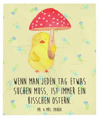 Produktbild von Mr. & Mrs. Panda Kuscheldecke Küken Fliegenpilz - Blumig - Geschenk, Glückspilz, Flauschige Decke, Plaid, Tagesdecke, Bettdecke, Frohe Ostern, Ostergrüße