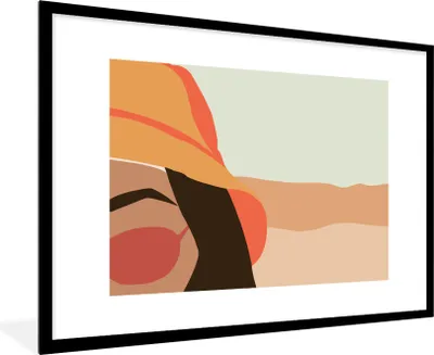 Produktbild von MuchoWow® MuchoWow® Gerahmtes Poster Frau - Sonnenbrille - Strand - Pastell 90x60 cm - Poster mit zchwarzem Bilderrahmen - Wanddekoration - Fotos
