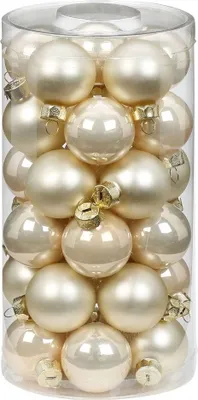 Produktbild von Weihnachtskugeln Glas 4cm, 30 Stück, Farbe:perle - champagner opal / matt