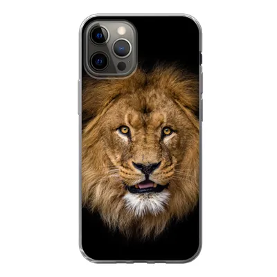 Produktbild von MuchoWow® Handyhülle Schutzhülle Hülle für iPhone 12 Pro Löwe - Porträt - Schwarz - Tiere Silikon Softcase Handy Hülle - Abdeckung