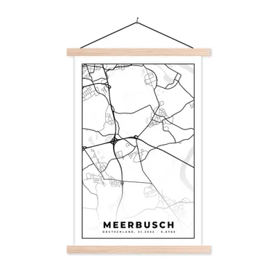 Produktbild von MuchoWow® Textilposter Meerbusch - Karte - Stadtplan 40x60 cm mit holzfarbenen Rahmen - Poster