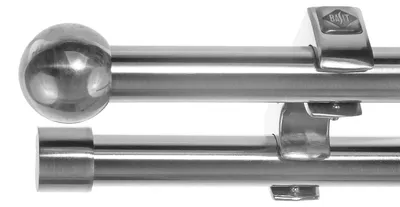 Produktbild von Edelstahl Look Gardinenstange Ø 20mm Deckenträger 2-läufig zweiläufig Deckenbefestigung Kugel D60 E33E30 RR