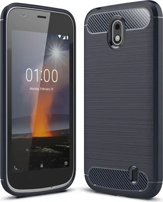 Produktbild von Schutzhülle Handyhülle für Nokia 1 Case Cover Carbon Optik Blau