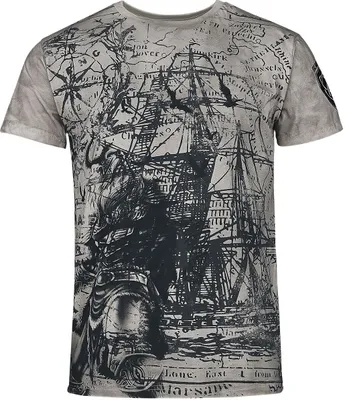 Produktbild von Black Premium by EMP Herren graues T-Shirt mit Wikinger-Print L