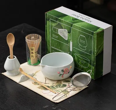 Productafbeelding van Matcha Set 7-delig - Matcha Kom - Matcha Garde - Matcha Lepel - Matcha Zeef - Vaatwasmachinebestendig Keramiek - Theeset
