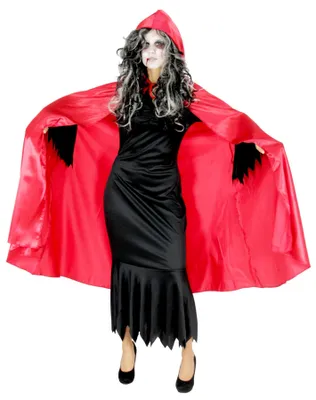 Produktbild von Vampir Umhang mit Kapuze für Erwachsene Halloween Kostüm, Größe:XXL/XXXL