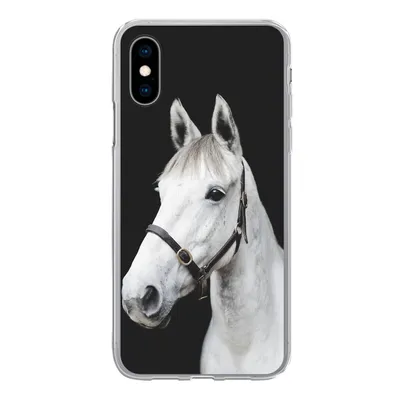 Produktbild von MuchoWow® Handyhülle Schutzhülle Hülle für iPhone X Pferd - Halfter - Weiß Silikon Softcase Handy Hülle - Handyhülle