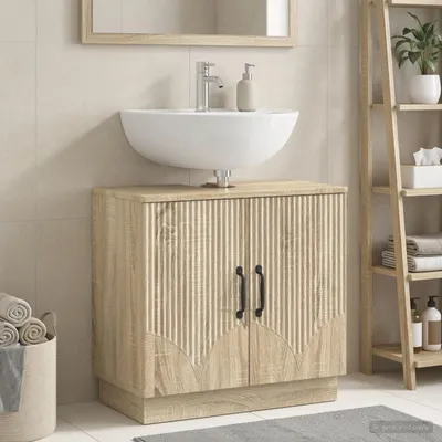 Zdjęcie produktu dla Maison Exclusive - Szafka pod umywalkę HOORN, sosna Sonoma, 59,5 x 31,5 x 56 cm