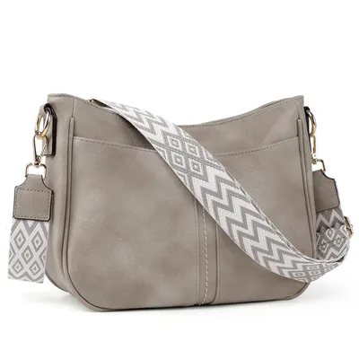 Produktbild von Umhängetasche Handtasche Damen mittelgroß Schultertasche Crossbody Bag Damenhandtasche Mehrere Fächertaschen (Grau)