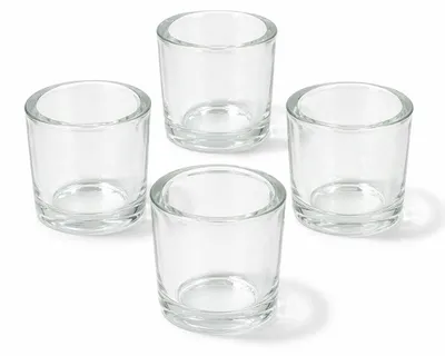 Produktbild von Teelichtgläser 6,5 x 6 cm aus dickwandigem Glas 4er Set