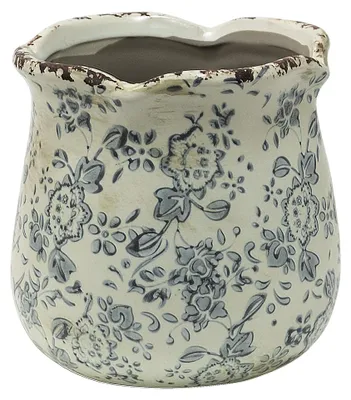 Productafbeelding van Clayre & Eef bloempot, diameter 15 cm, hoogte 14 cm, grijsbeige, keramiek, voor bloemen