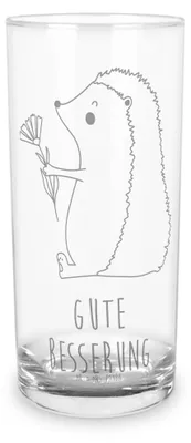 Produktbild von Mr. & Mrs. Panda Glas Igel Blumen 400 ml - Transparent - Geschenk, Wasserglas, Glasbecher, Lustige Sprüche, Krankheit, Tumbler, Cocktailglas, Krankenhaus, krank