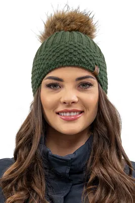 Produktbild von Vivisence Bommelmütze Damen Universalgröße - Kopfbedeckung warm für Winter Herbst Elegant Mütze mit Bommel kunstpelz für frauen Klassisch mütze - Grün