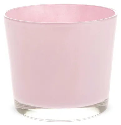 Produktbild von Glastopf Pflanzgefäß Teelichtglas rund Übertopf rosa 14,5 cm