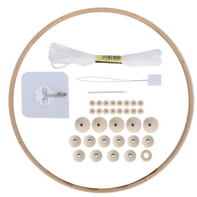 Produktbild von DIY Windspiel-Set, runde Holzperlen, Basteln, Ornamente, handgefertigt, dekorativer Anhänger