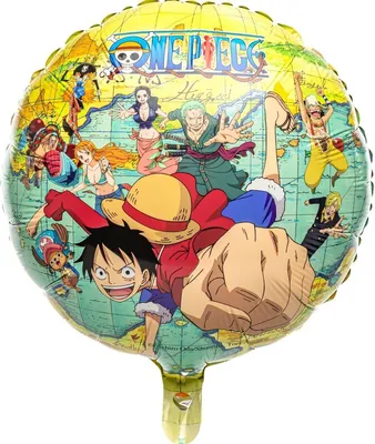 One Piece Folienballon Manga rund ruffy 43 cm Party-Deko Tisch-Deko Dekoration Geburtstag Kindergeburtstag Manga-Party Mottoparty Serie Comic Ballon Luftballon Pirat Seeräuber Luffy
