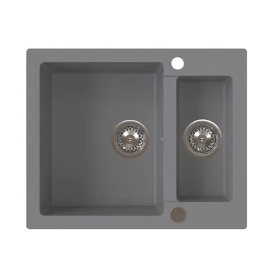 Produktbild von VBChome Spülbecken 60x50x20 cm Grau Granit 1,5 Becken Einbauspüle gesprenkelt Restebecken Siphon