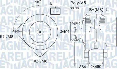 Produktbild von MAGNETI MARELLI 063731645010 Lichtmaschine Generator LiMa 125A 12V für RENAULT Clio III Schrägheck (BR0/1, CR0/1) CLIO II (BB0/1/2, CB0/1/2) KANGOO