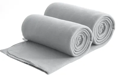 Produktbild von 2er Set Fleecedecken aus 100% recyceltem Material + OEKO-TEX  130x160 ca. 400 g - hellgrau mit Anti-Pilling und Kettelrand