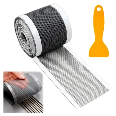 Produktbild von Einweg-Haarfänger für Abflüsse 70mm x 10m mit Faltschere, Duschabfluss-Mesh-Aufkleber, Haarsieb für Dusche, Spülsieb-Aufkleber, Abflusssieb für Dusche, geeignet für Duschen, Badewannen und Küchen