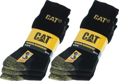 Produktbild von Caterpillar 6 Paar Premium Socken / Arbeitssocken Doppelt Verstärkte Spitze Ferse Schwarz43-46