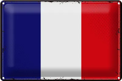 Produktbild von Blechschild Flagge Frankreich 30x20cm Retro Flag of France