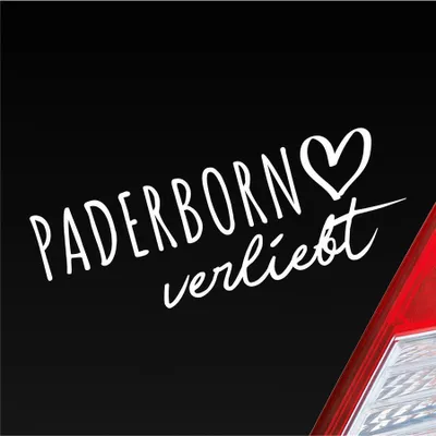 Produktbild von Auto Aufkleber Paderborn verliebt Herz Stadt Heimat Liebe Car 19x7 cm Weiss Matt Sticker Heckscheibenaufkleber