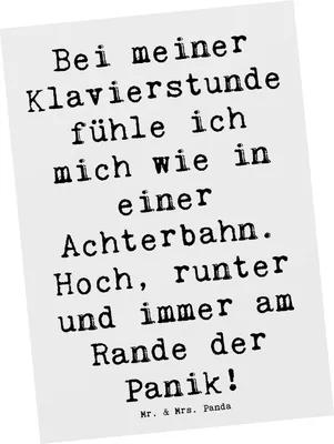 Produktbild von Mr. & Mrs. Panda Postkarte Spruch Klavier Achterbahn - Weiß - Geschenk, Elfenbeintasten, Postkarten, Musiker, Musik, Klavierspielen, Ansichtskarte, Instrument, Grußkarte