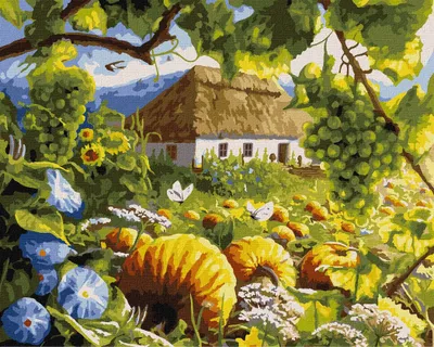 Zdjęcie produktu dla MALOWANIE PO NUMERACH Z RAMĄ Obrazy do malowania - Domek na Wsi 50x40 cm