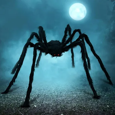 Produktbild von Halloween Dekorationen im Freien Hairy Spider, Scary Giant Spider Fake große Requisiten für Yard Party Decor, schwarz 5 Ft.