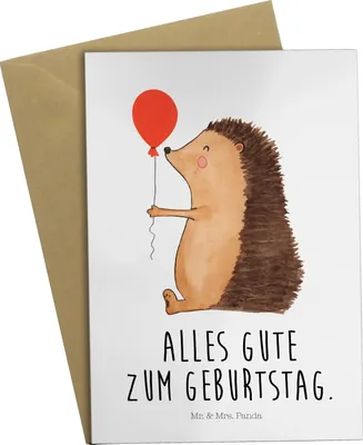 Produktbild von Mr. & Mrs. Panda firmungskarte Igel Luftballon - Weiß - Geschenk, Geburtstagskind, Grußkarte, Grußkarten, Happy Birthday, weihnachtskarten, Geburtstag, Ballon, osterkarte