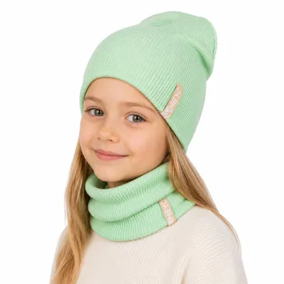 Produktbild von HEYO Kinder Beanie Mütze und Schlauchschal Set aus Baumwolle gerippt– Übergangsmütze für Frühling Herbst weich & elastisch  Mint