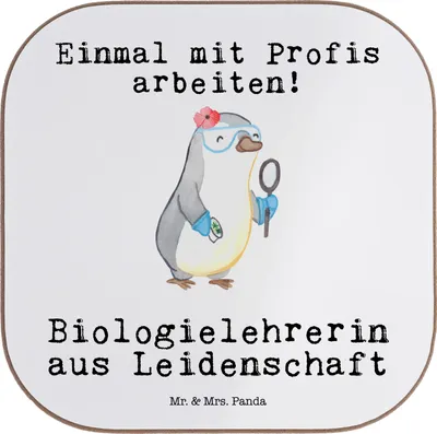 Produktbild von Mr. & Mrs. Panda Tassen Untersetzer Biologielehrerin Leidenschaft - Weiß - Geschenk, Lustig, Spruch, Holzuntersetzer, Tassenuntersetzer, Grundschule, Getränkeuntersetzer