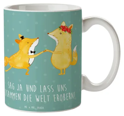 Produktbild von Mr. & Mrs. Panda Pott Heiratsantrag Abenteuer - Meeresbrise - Geschenk, Heirat, Kaffeetasse, Trinkbecher, haferl, Verlobung, Becher, Geschenke, Verlobungsfeier, Hochzeit