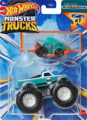 Produktbild von Pure Muscle + Bonus Auto HWN48 Monster Trucks 1:64 Hot Wheels 9 cm
