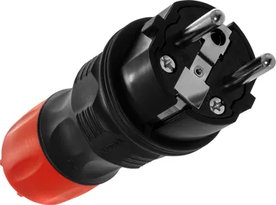 Produktbild von Zerlegbarer gerader Stecker WT-54 IP54 2P+E 16A 250V Uni-Schuko schwarz-rot