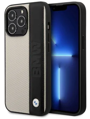 Produktbild von BMW iPhone 14 Pro Hardcase Backcover - Textured & Logo Stripe - Beige