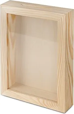 Produktbild von Spardose Holzspardose zum Basteln und Dekorieren Geldgeschenk Sparbüchse Holz-Rahmen mit Sichtfenster,Bilderrahmen zum Befüllen (Rechteck-sentkrecht)