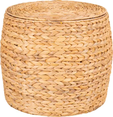 Image de Delia table d'angle Ø43cm avec rangement naturel.