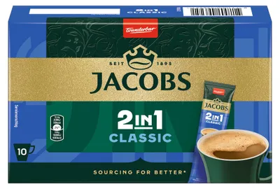Jacobs Kaffee Instantgetränk 2 in 1 Classic 10x12,4g Packung 124g