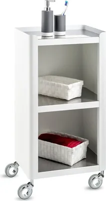 Immagine prodotto di DON HIERRO - Carrello da bagno Carrello da bagno con 3 ripiani spaziosi, bianco - acciaio inox, LOUISE