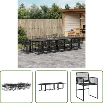 Produktbild von The Living Store 17-tlg. Garten-Essgruppe Schwarz Poly Rattan
