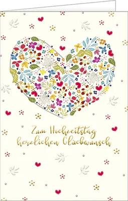 Produktbild von Hochzeitstag Glückwunschkarte mit Briefumschlag, Herz Folienprägung